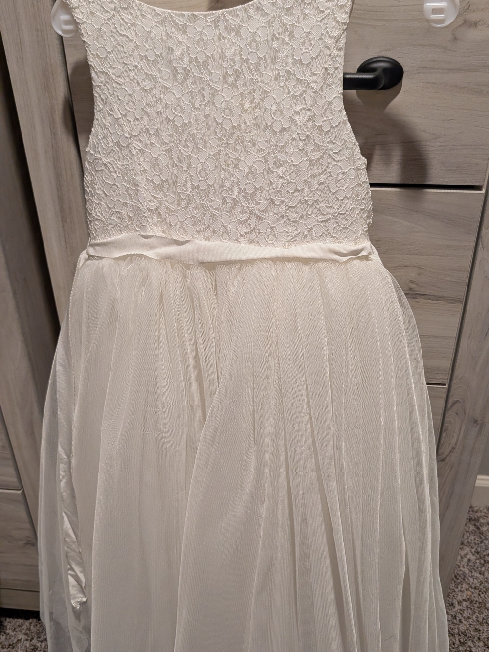 David's Bridal Ivory Lace Bodice Tulle Girls' Dress